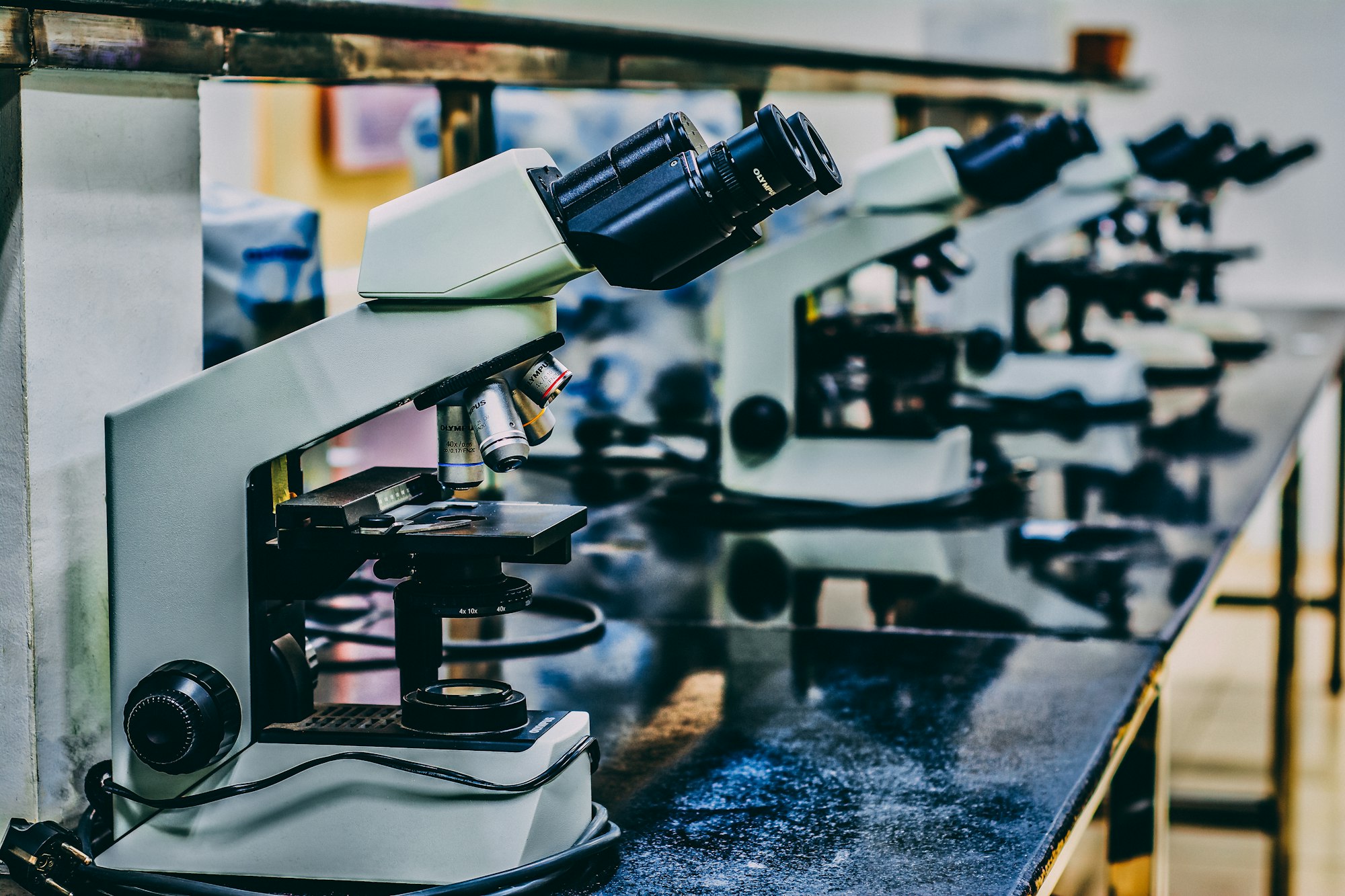 Microscopes in a teaching and research laboratory